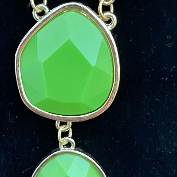 Jewelry Necklace and Earring Set Green Faux Gem Y Shaped Necklace Dangle Earring - Picture 7 of 15